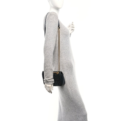 Gucci Calfskin Matelasse Mini GG Marmont Shoulder Bag Black 2 of 10