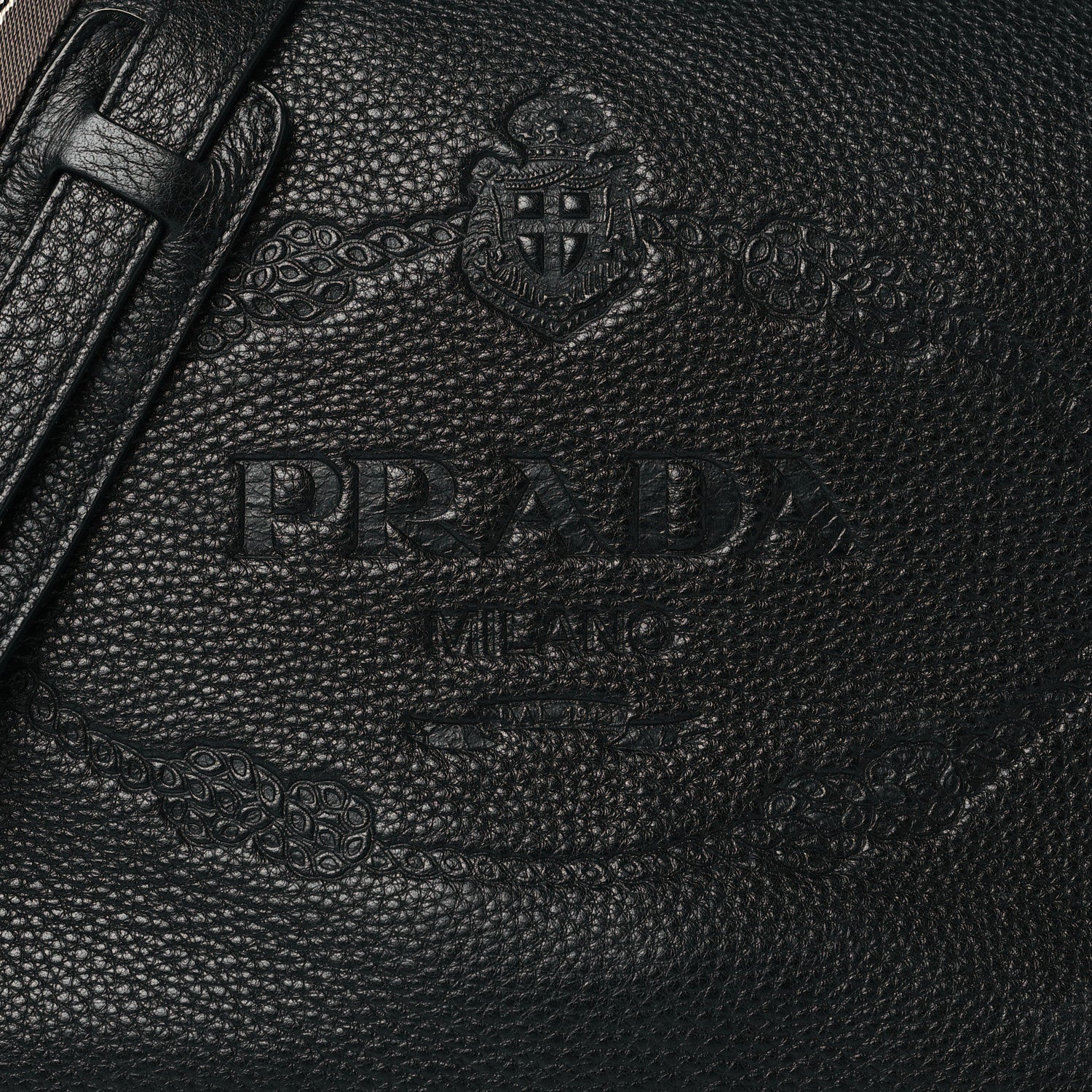 Prada Vitello Daino Logoi Embossed Flap Crossbody Black 7 of 10
