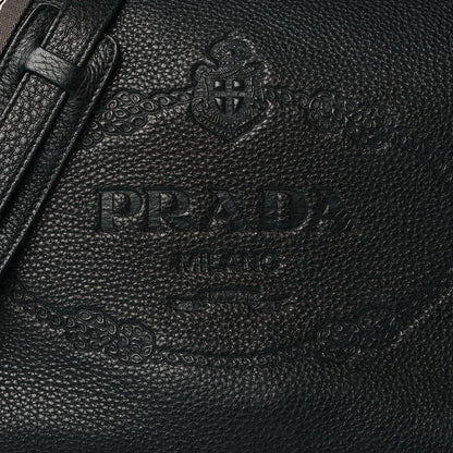 Prada Vitello Daino Logoi Embossed Flap Crossbody Black 7 of 10