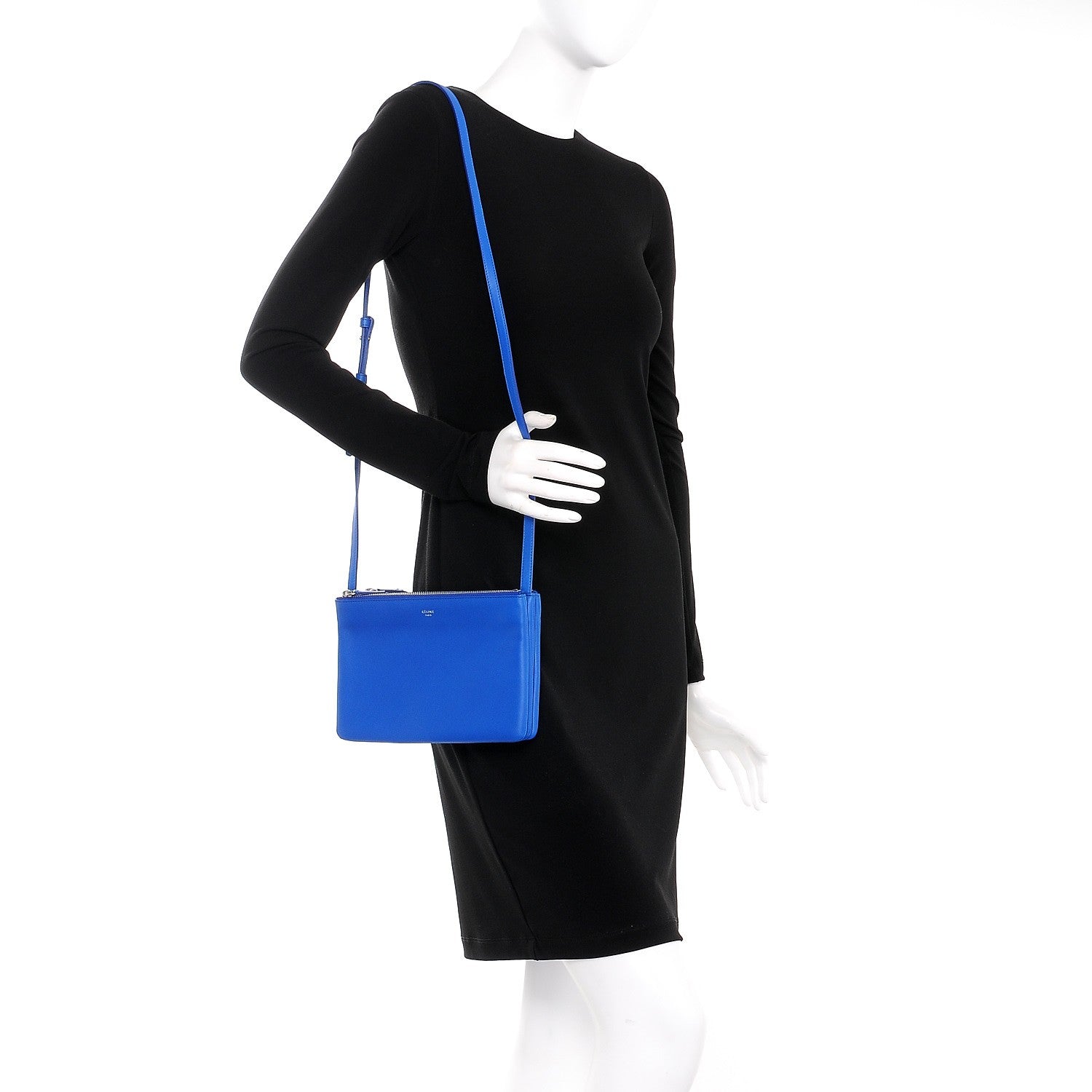 Celine Lambskin Small Trio Crossbody Bag Electric Blue 2 of 9