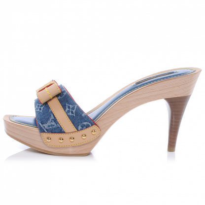 Louis Vuitton Denim Bow Mules Heels 35.5 1 of 7