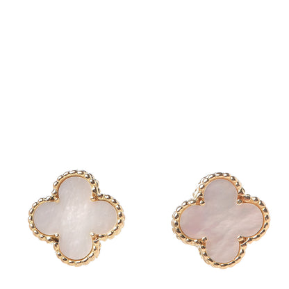 Van Cleef & Arpels 18K Yellow Gold Mother of Pearl Vintage Alhambra Clip-On Earrings 1 of 5