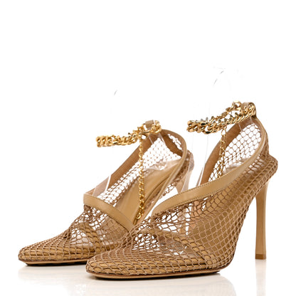Bottega Veneta Mesh Nappa Chunky Chain Sandals 39.5 Beige Pony 3 of 8