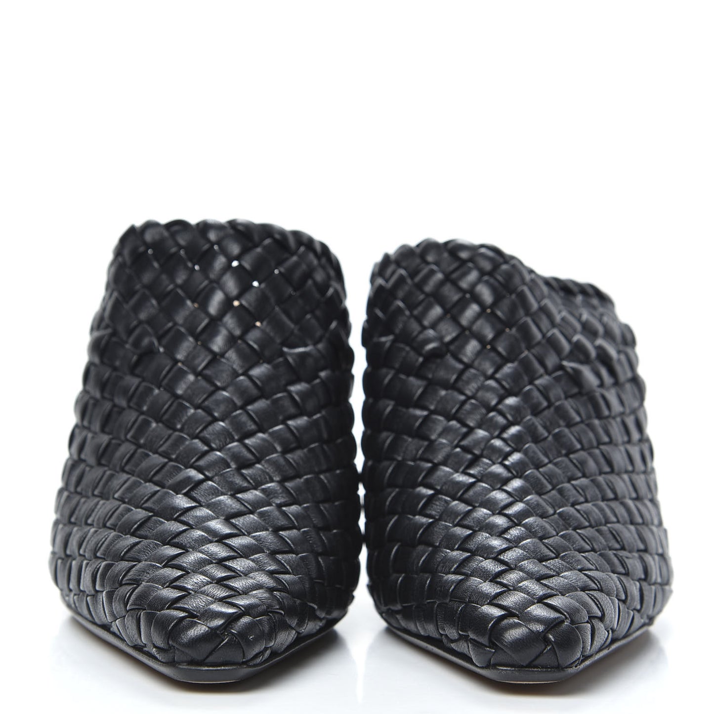 Nappa Intrecciato Almond Mules 36.5 Black