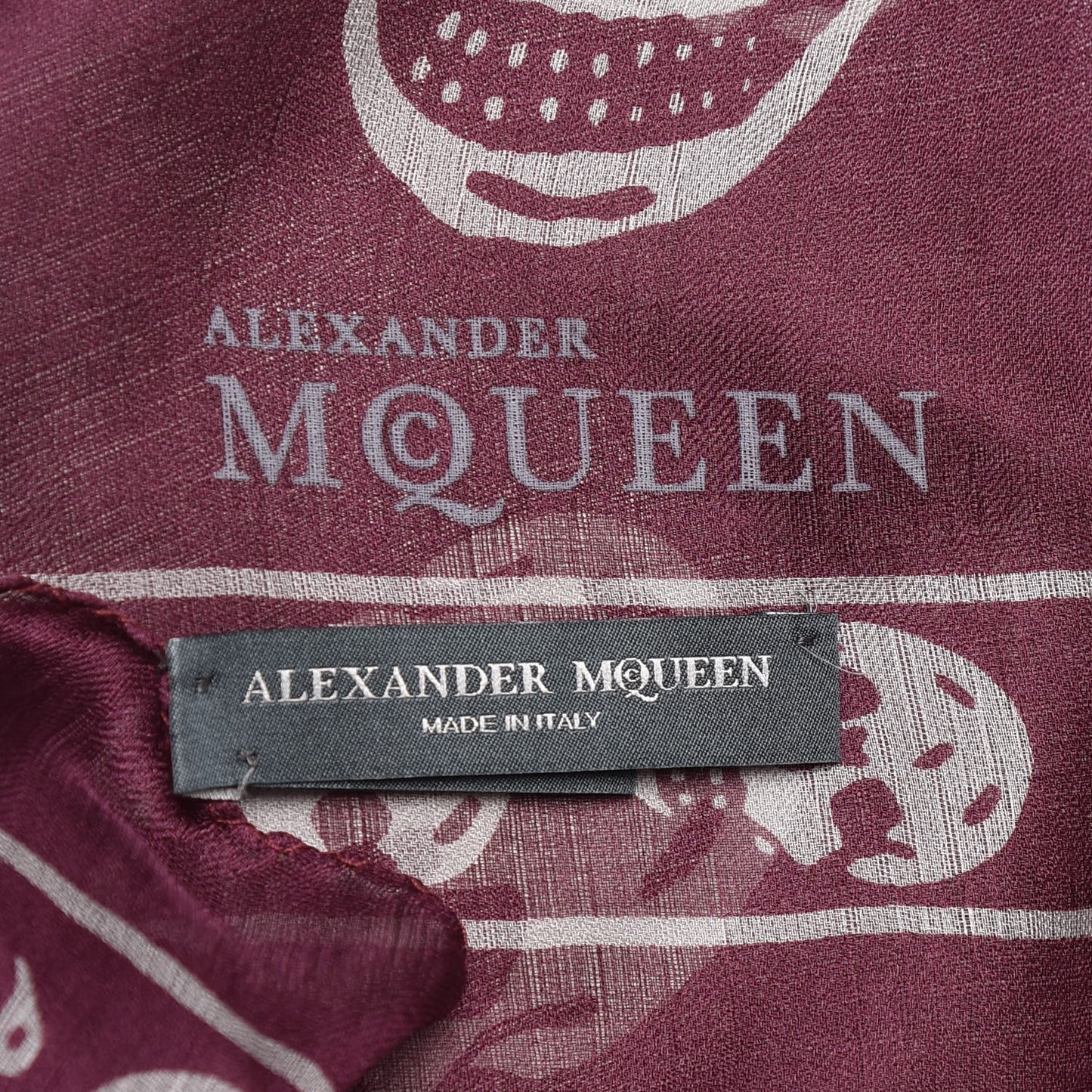 Silk Chiffon Skull Scarf Aubergine Grey