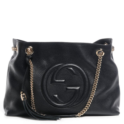 Gucci Pebbled Calfskin Medium Soho Chain Shoulder Bag Black 1 of 9