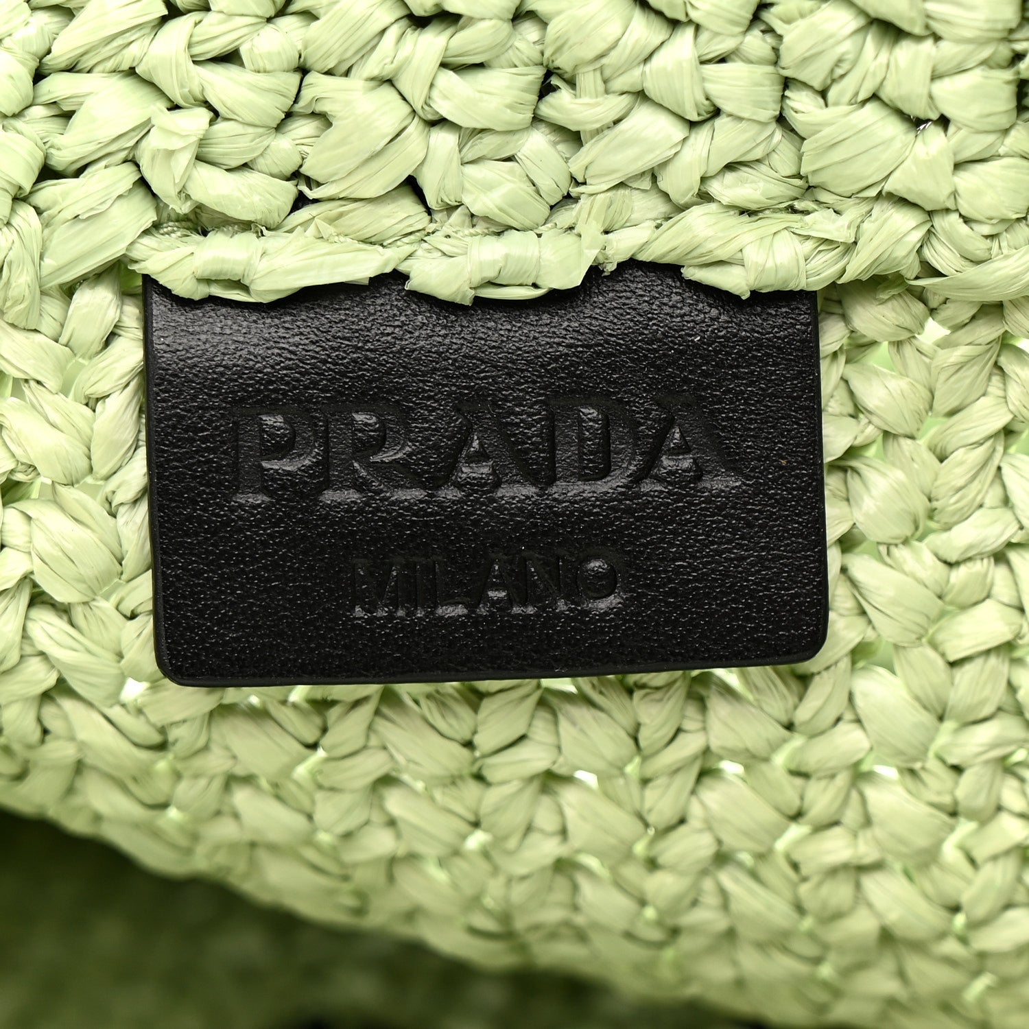Prada Yarn Raffia Effect Crochet Small Logo Tote Acqua 6 of 11