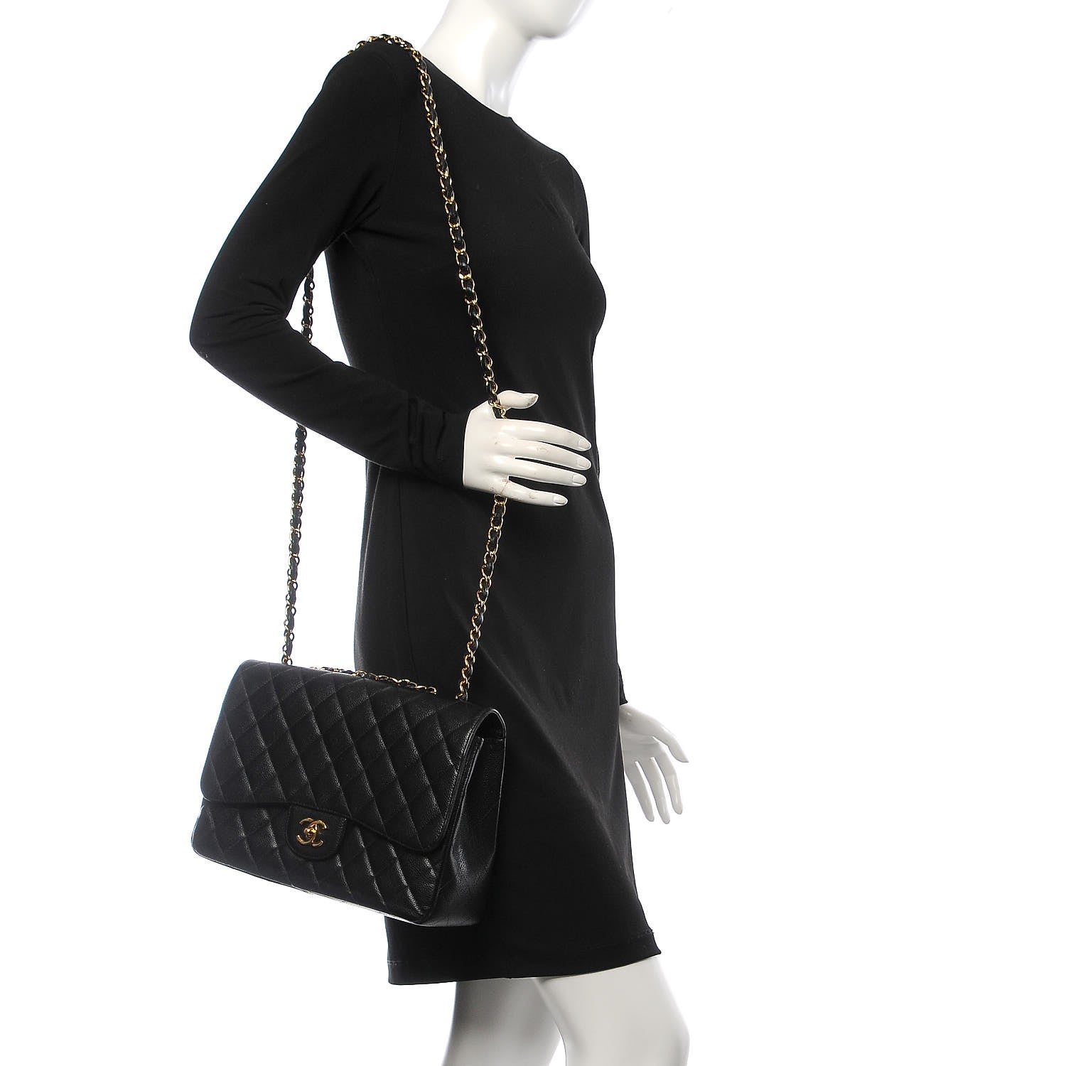 Chanel Caviar Quilted Jumbo Single Flap Black 2 of 8