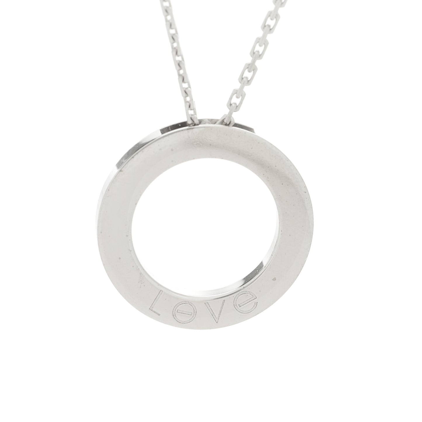 18K White Gold 3 Diamonds LOVE Pendant Necklace