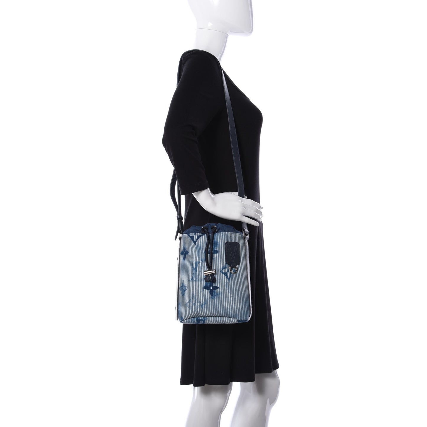 Hickory Stripes Denim Monogram Watercolor Sac Marin BB Blue