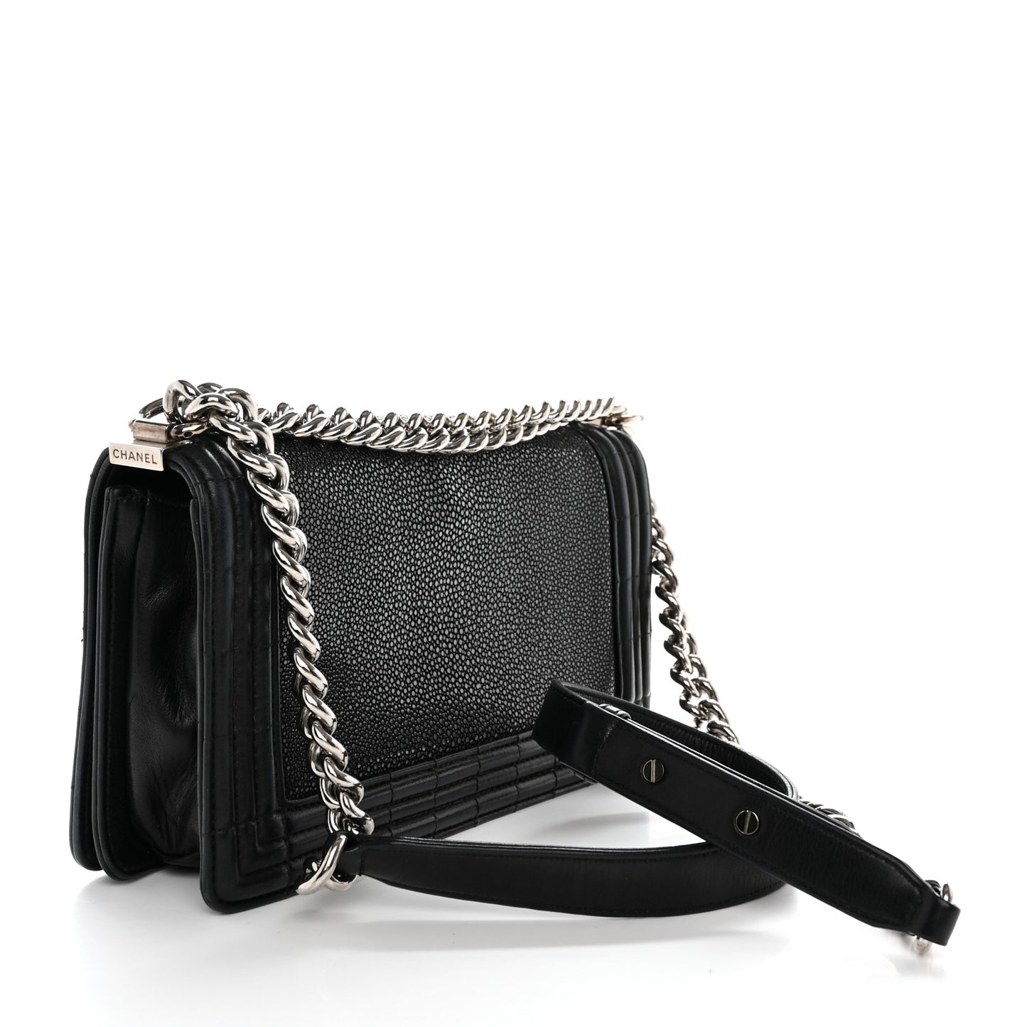 Galuchat Stingray Medium Boy Flap Black
