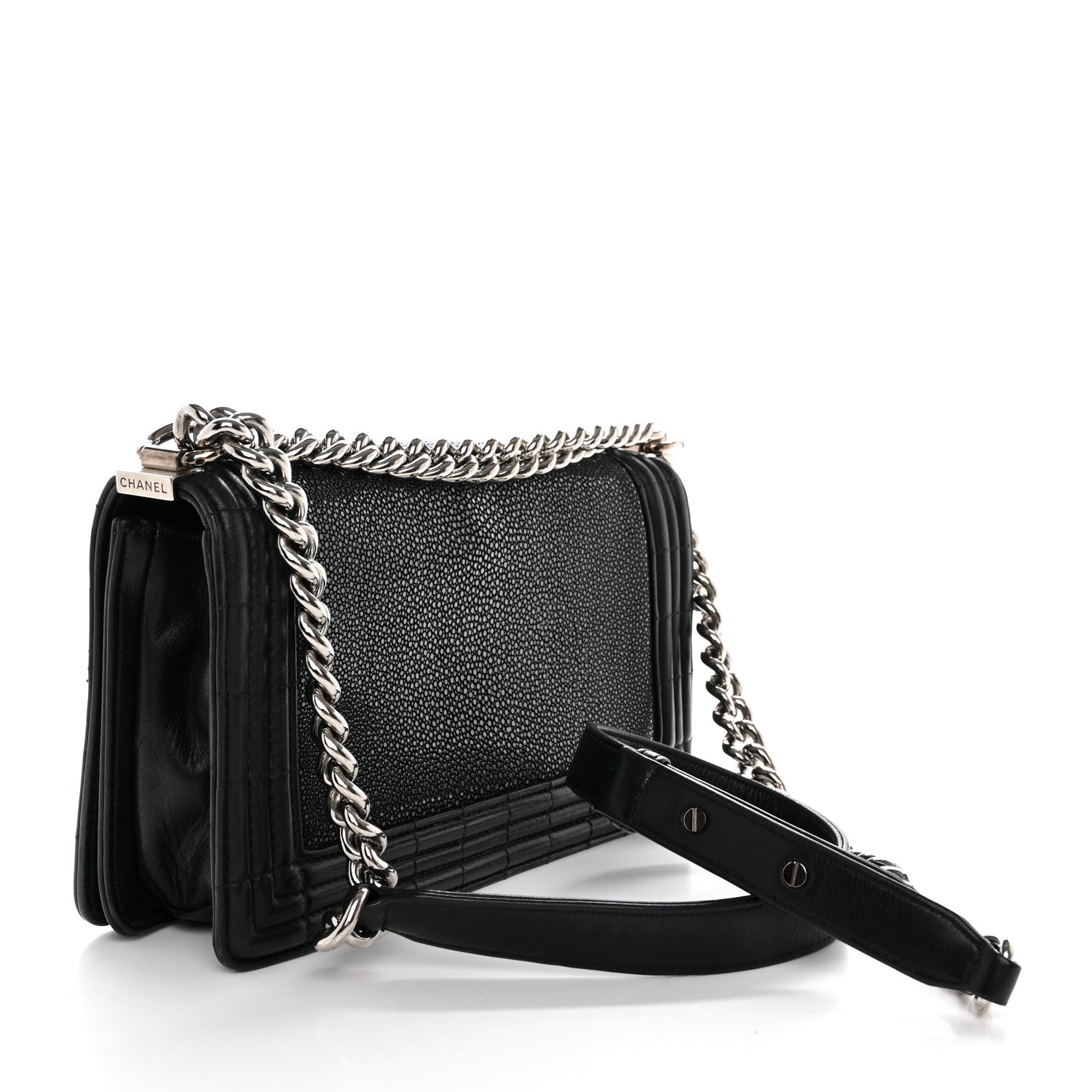 Chanel Galuchat Stingray Medium Boy Flap Black 3 of 12