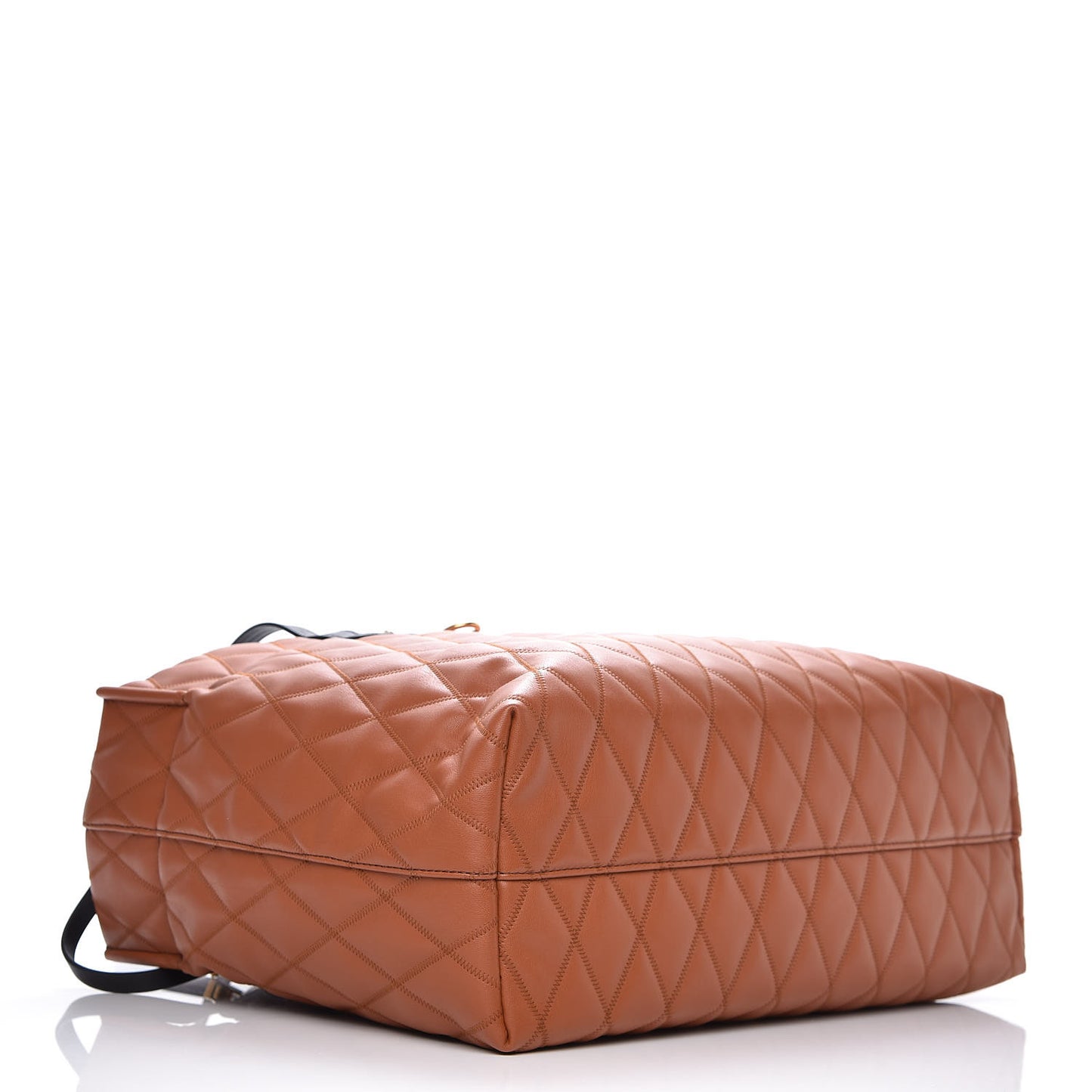 Rubber Effect Canvas Quilted Duo Shopper Tote Chestnut