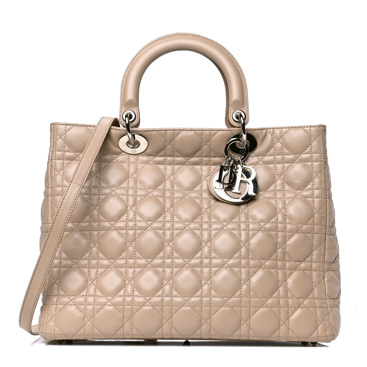 Christian Dior Lambskin Cannage Large Lady Dior Beige 1 of 7