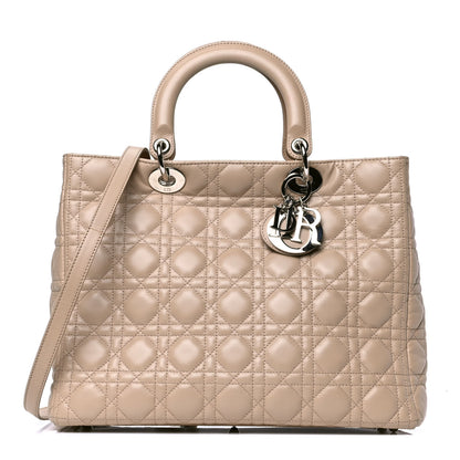 Christian Dior Lambskin Cannage Large Lady Dior Beige 1 of 7