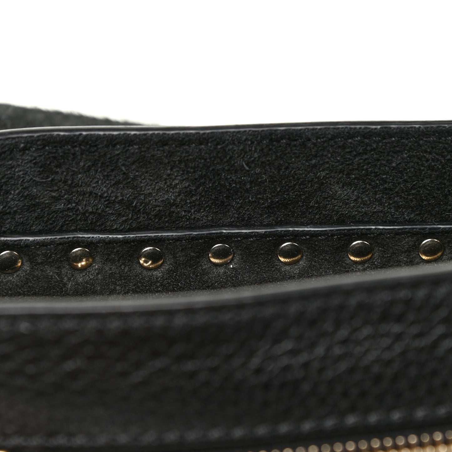 Grained Calfskin Rockstud Saddle Bag Black