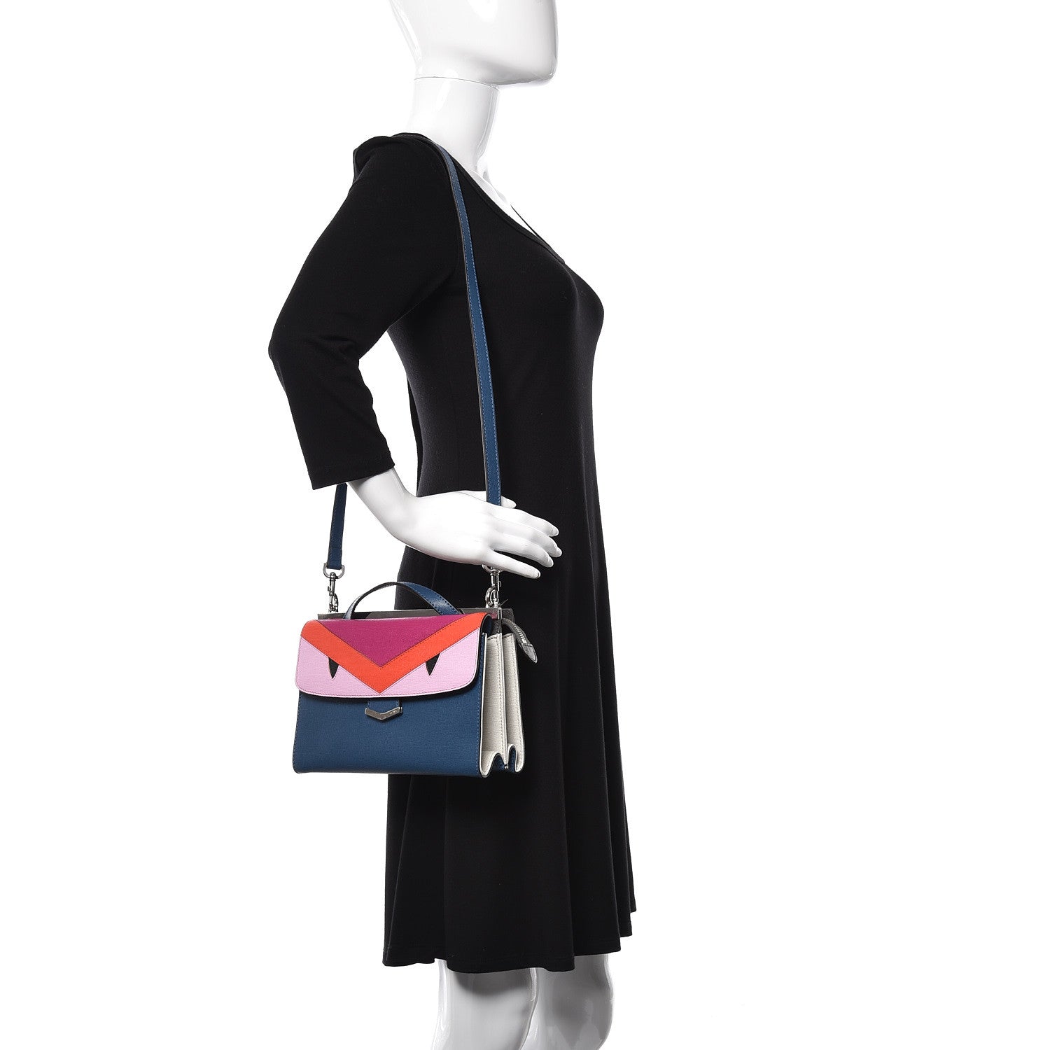 Fendi Vitello Elite Monster Mini Demi Jour Shoulder Bag Multicolor 3 of 12