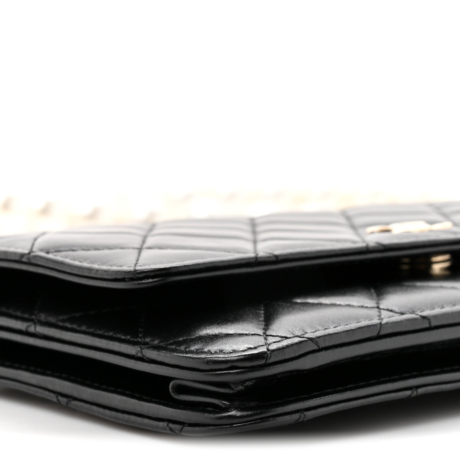 Chanel Lambskin Quilted Pearl Wallet On Chain WOC Light Pink Black 11 of 11