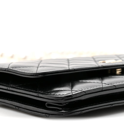 Chanel Lambskin Quilted Pearl Wallet On Chain WOC Light Pink Black 11 of 11
