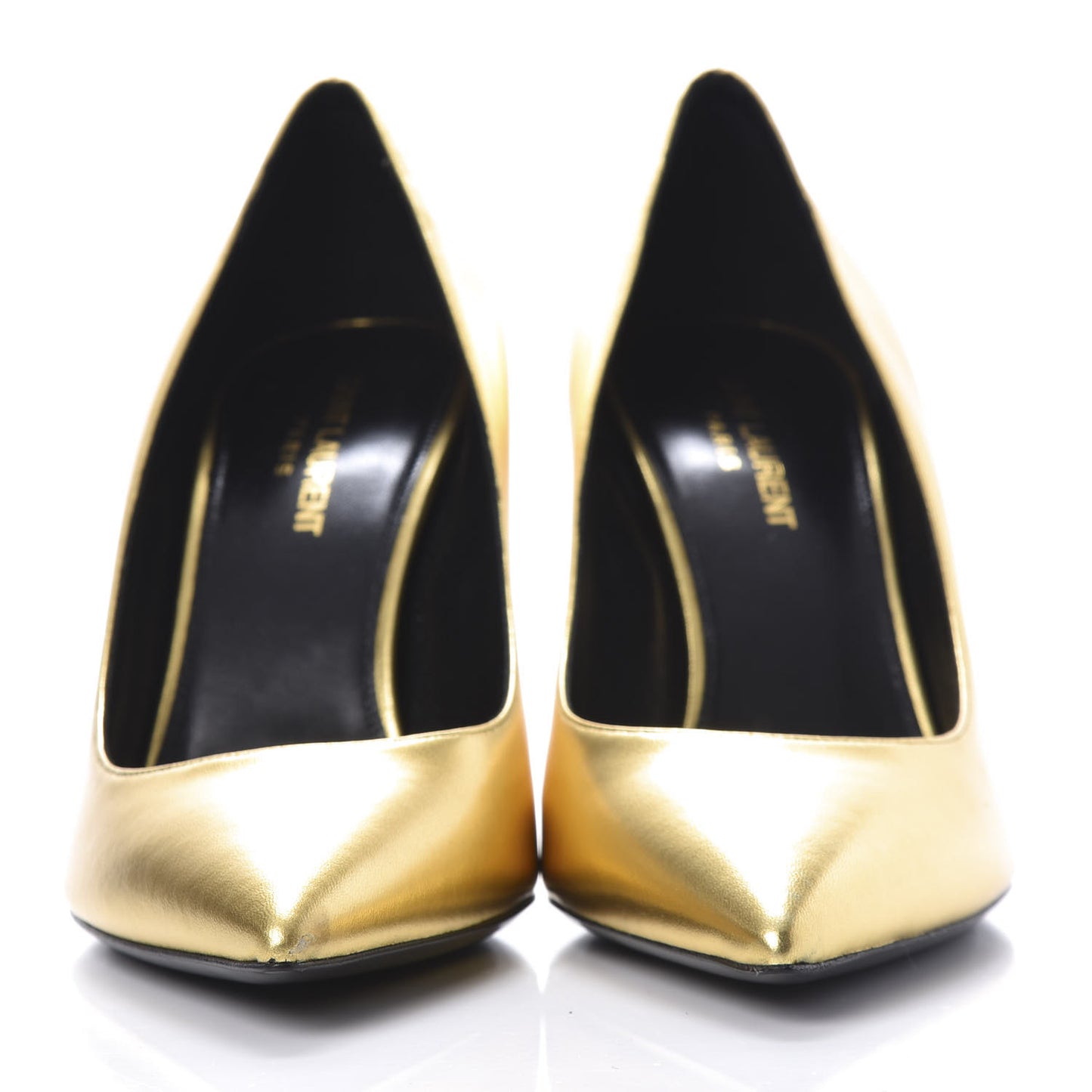 Metallic Calfskin Opyum 85 Pumps 39.5 Gold