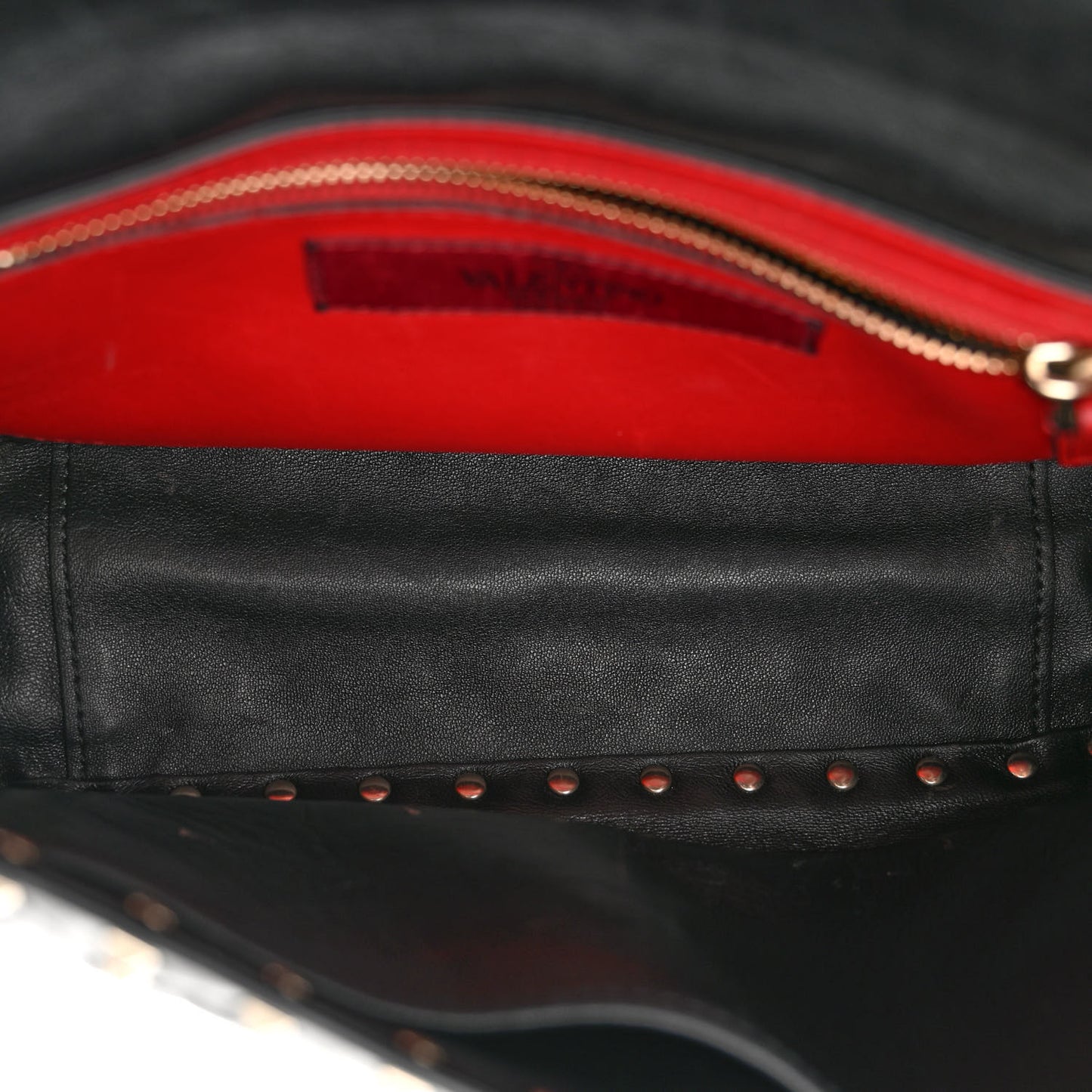 Lambskin VLTN Print Medium Rockstud Spike Shoulder Bag Black