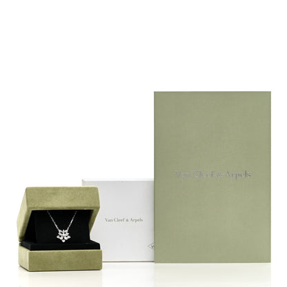 Van Cleef & Arpels 18K White Gold Diamond Mini Lotus Pendant Necklace 6 of 6
