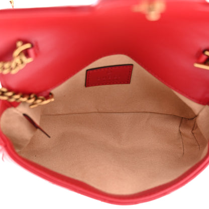 Gucci Calfskin Matelasse Super Mini GG Marmont Shoulder Bag Hibiscus Red 5 of 11