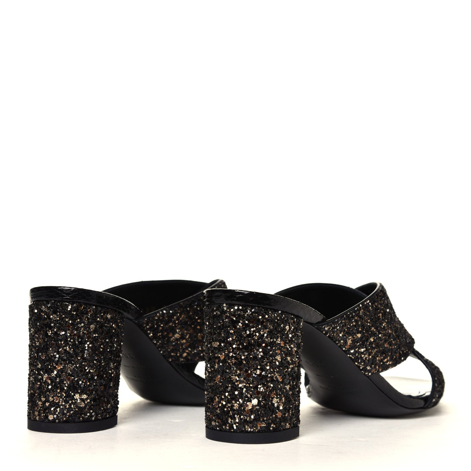 Saint Laurent Glitter LouLou Mules 35.5 Black 3 of 6