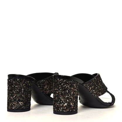 Saint Laurent Glitter LouLou Mules 35.5 Black 3 of 6