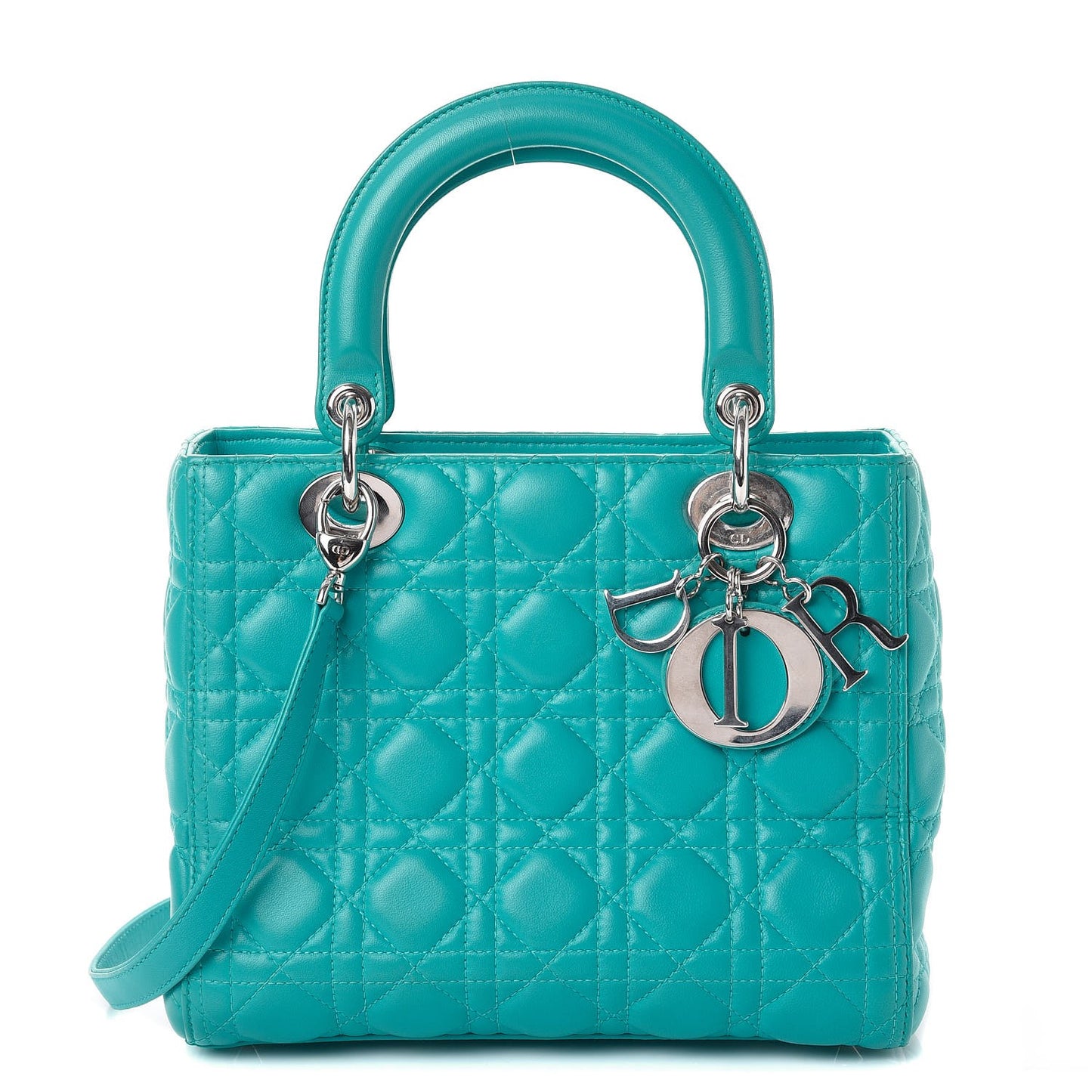 Lambskin Cannage Medium Lady Dior Turquoise