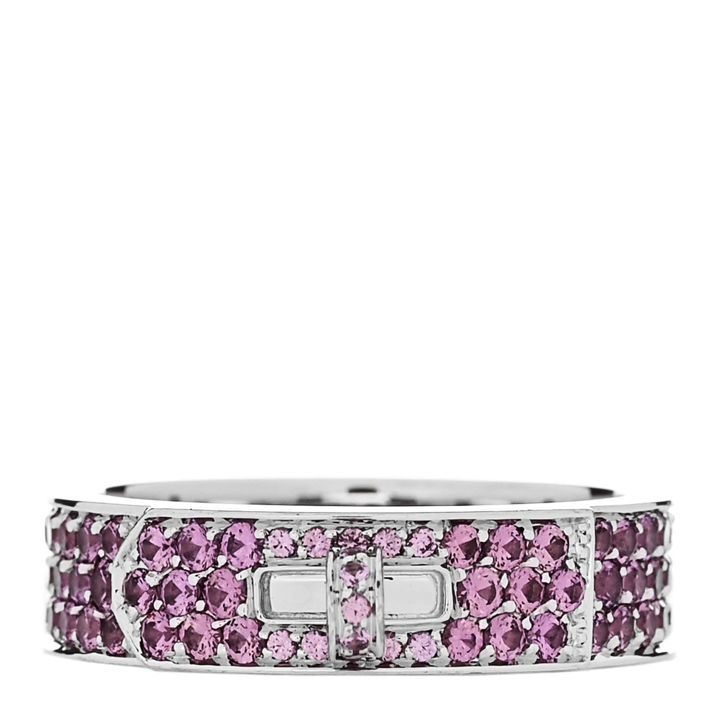 18K White Gold Pink Sapphire Pave Kelly Ring 52 6