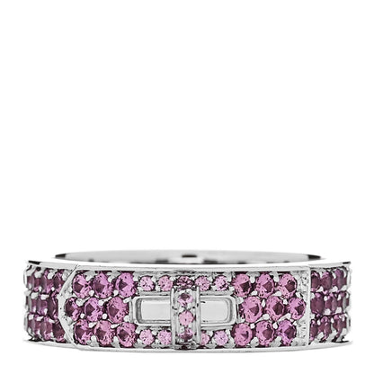 Hermes 18K White Gold Pink Sapphire Pave Kelly Ring 52 6 1 of 5