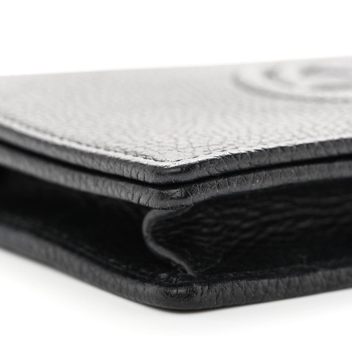 Pebbled Calfskin Soho Wallet on Chain Black