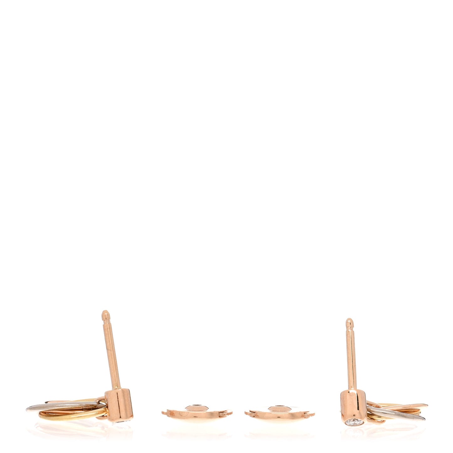 18K Pink Yellow White Gold Diamond Trinity Drop Earrings