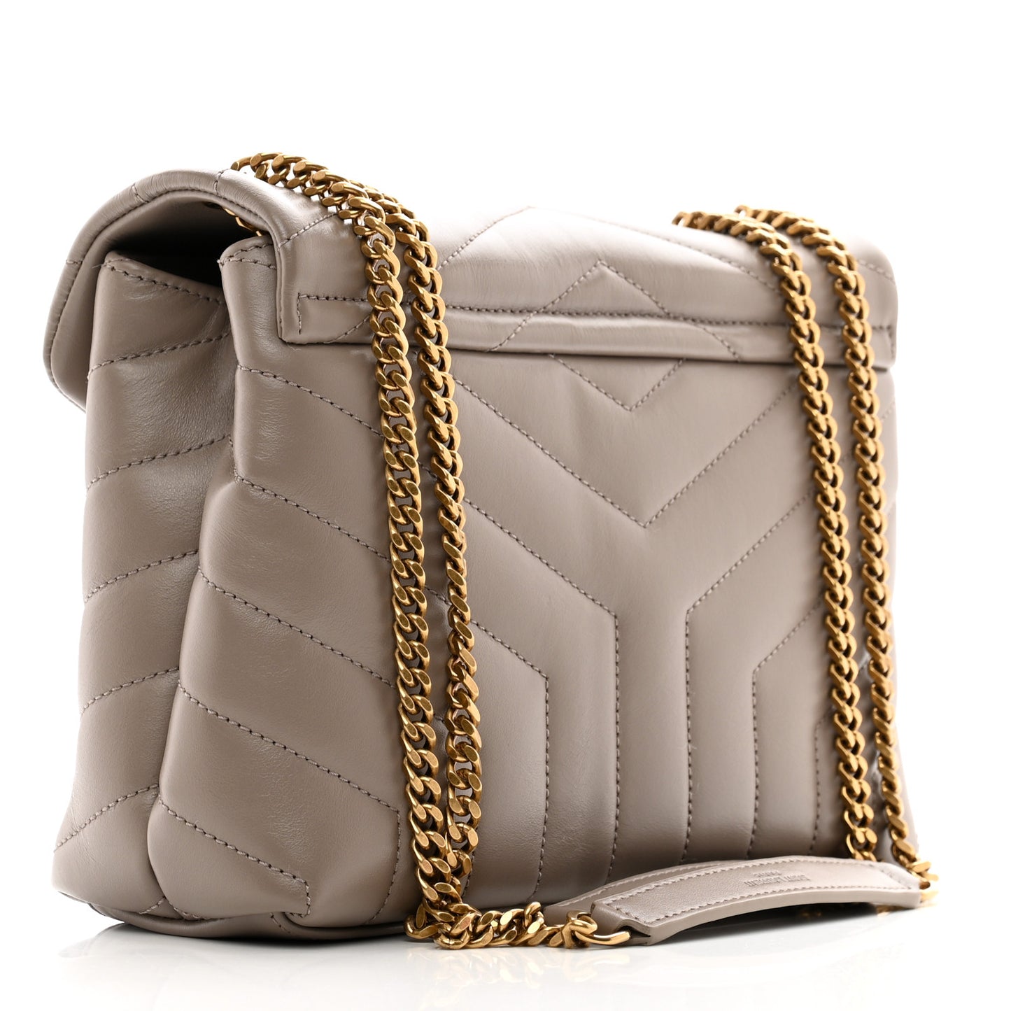 Calfskin Y Quilted Monogram Small Loulou Chain Satchel Taupe