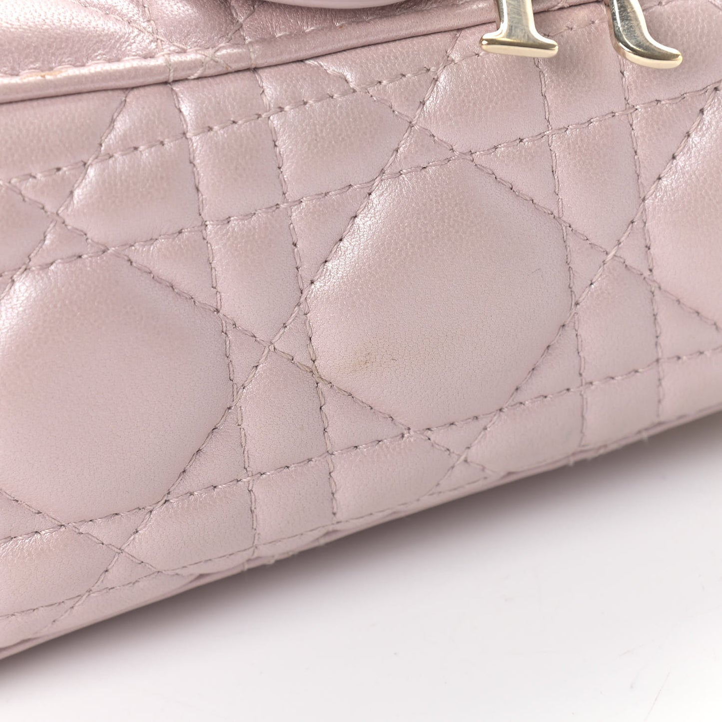 Metallic Lambskin Cannage Mini Lady Dior Lotus