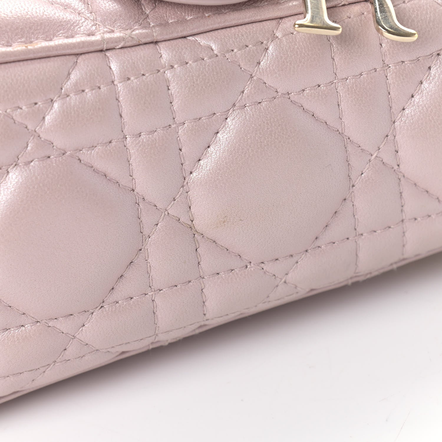 Christian Dior Metallic Lambskin Cannage Mini Lady Dior Lotus 15 of 19