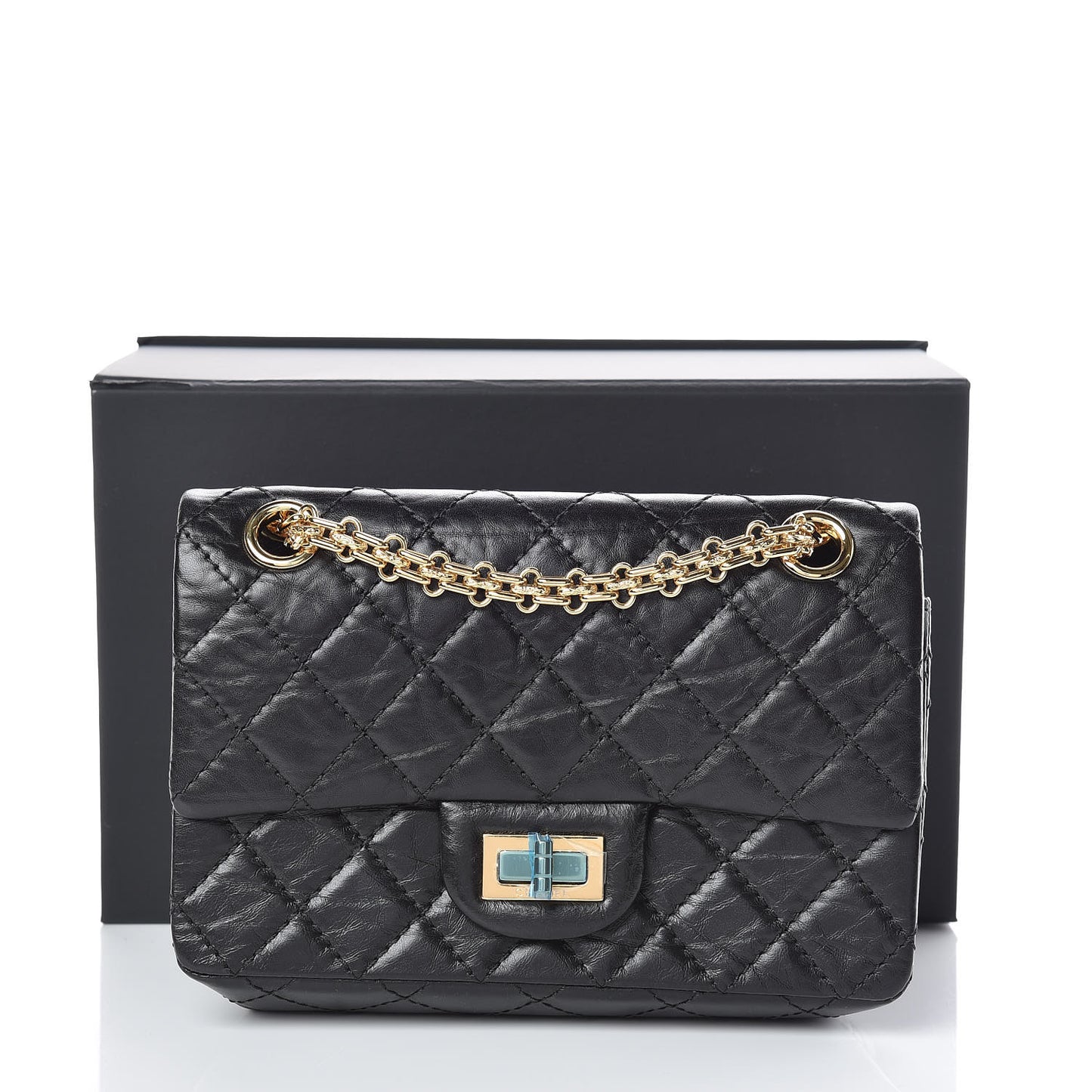 Aged Calfskin Quilted 2.55 Reissue Mini Flap Black