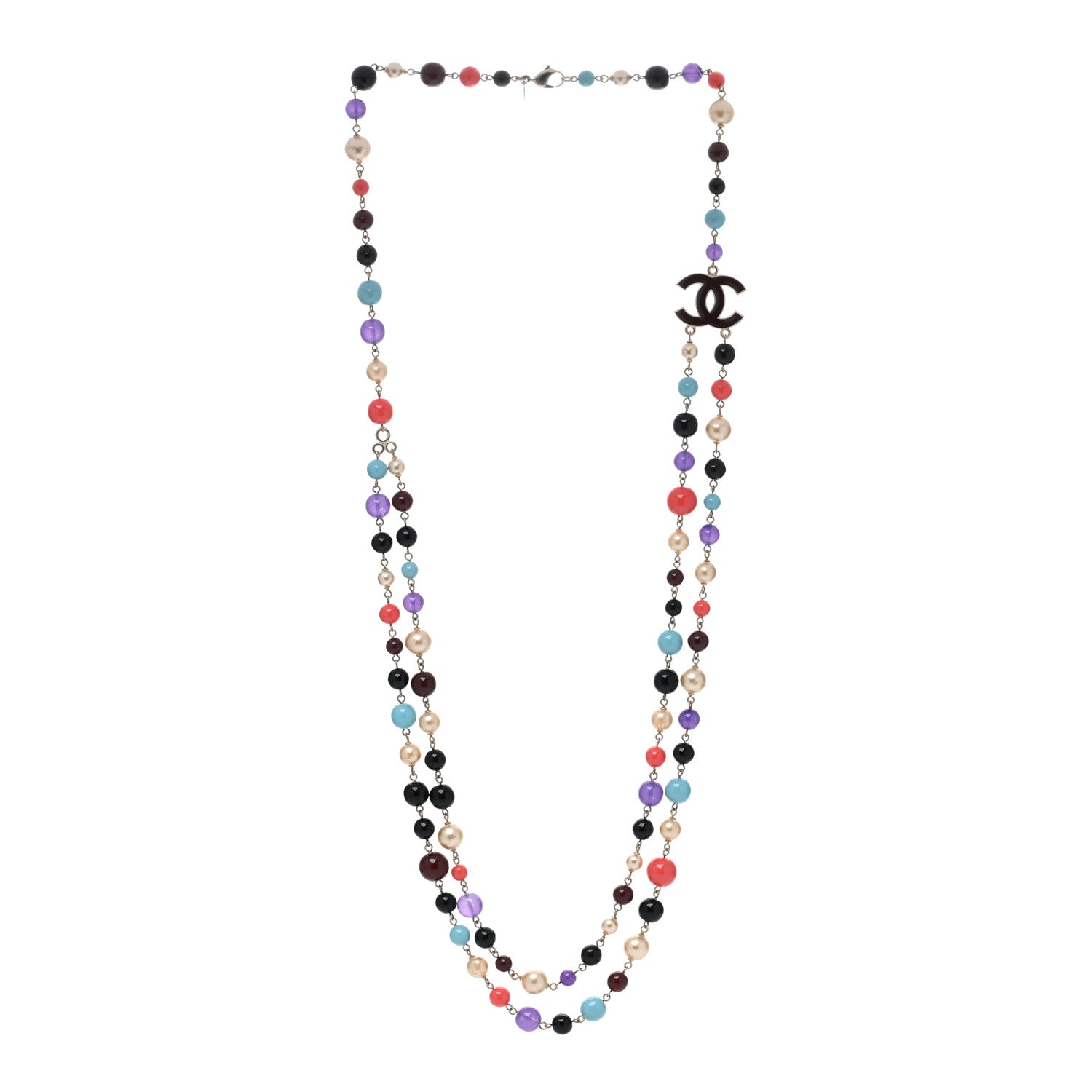 Chanel Beaded Pearl CC Long Strand Necklace Multi 2 of 6