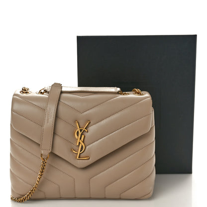 Saint Laurent Calfskin Y Quilted Monogram Small Loulou Chain Satchel Dark Beige 10 of 10