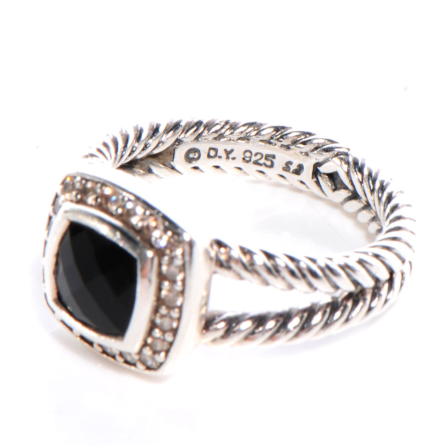 Sterling Silver Diamond Black Onyx 7mm Petite Albion Ring 52 6