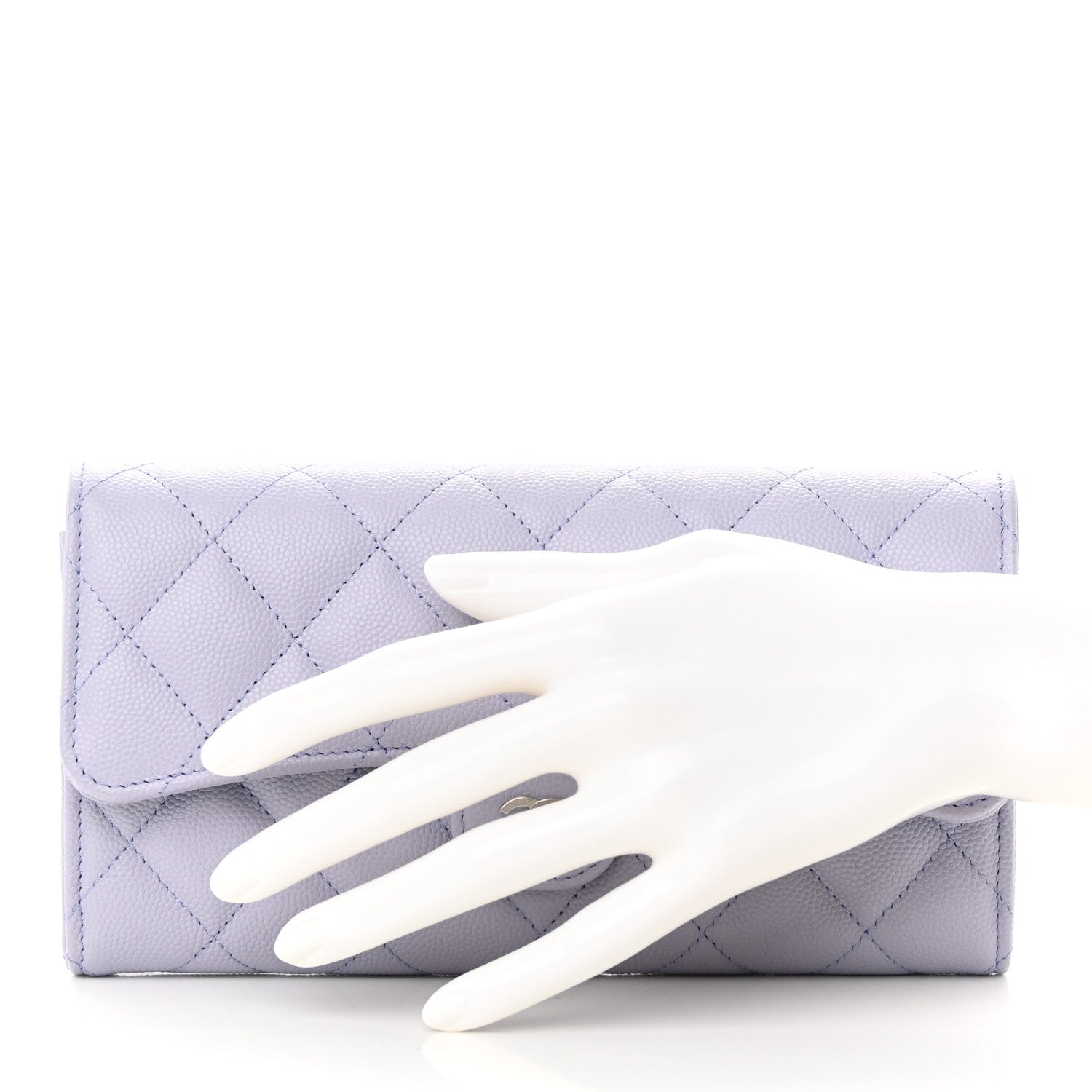 Chanel Caviar Quilted Large Gusset Flap Wallet Purple 2 of 10
