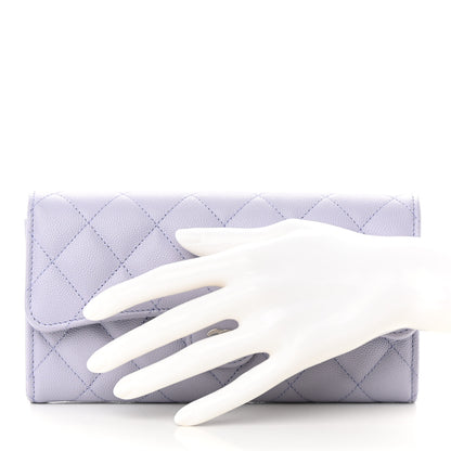 Chanel Caviar Quilted Large Gusset Flap Wallet Purple 2 of 10