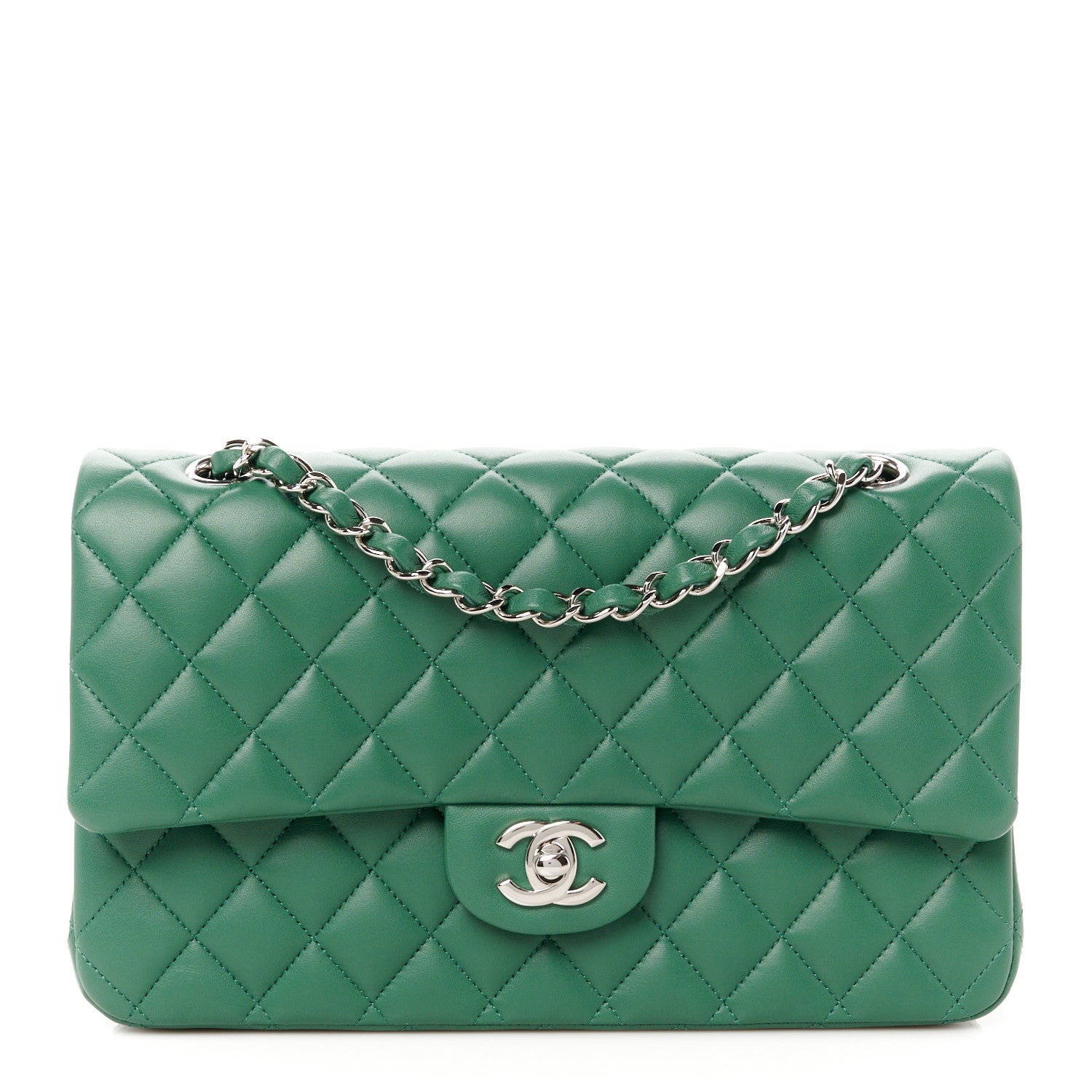 Chanel Lambskin Quilted Medium Double Flap Green 1 of 12