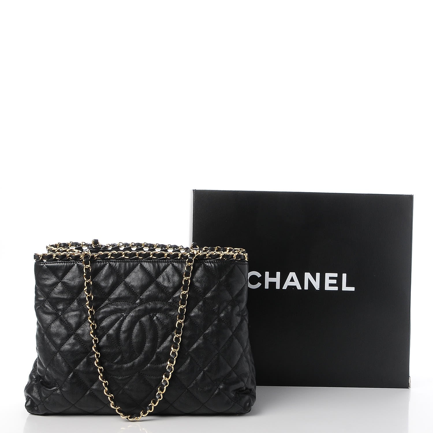 Chanel Calfskin Quilted Small Chain Me Tote Black 8 of 8