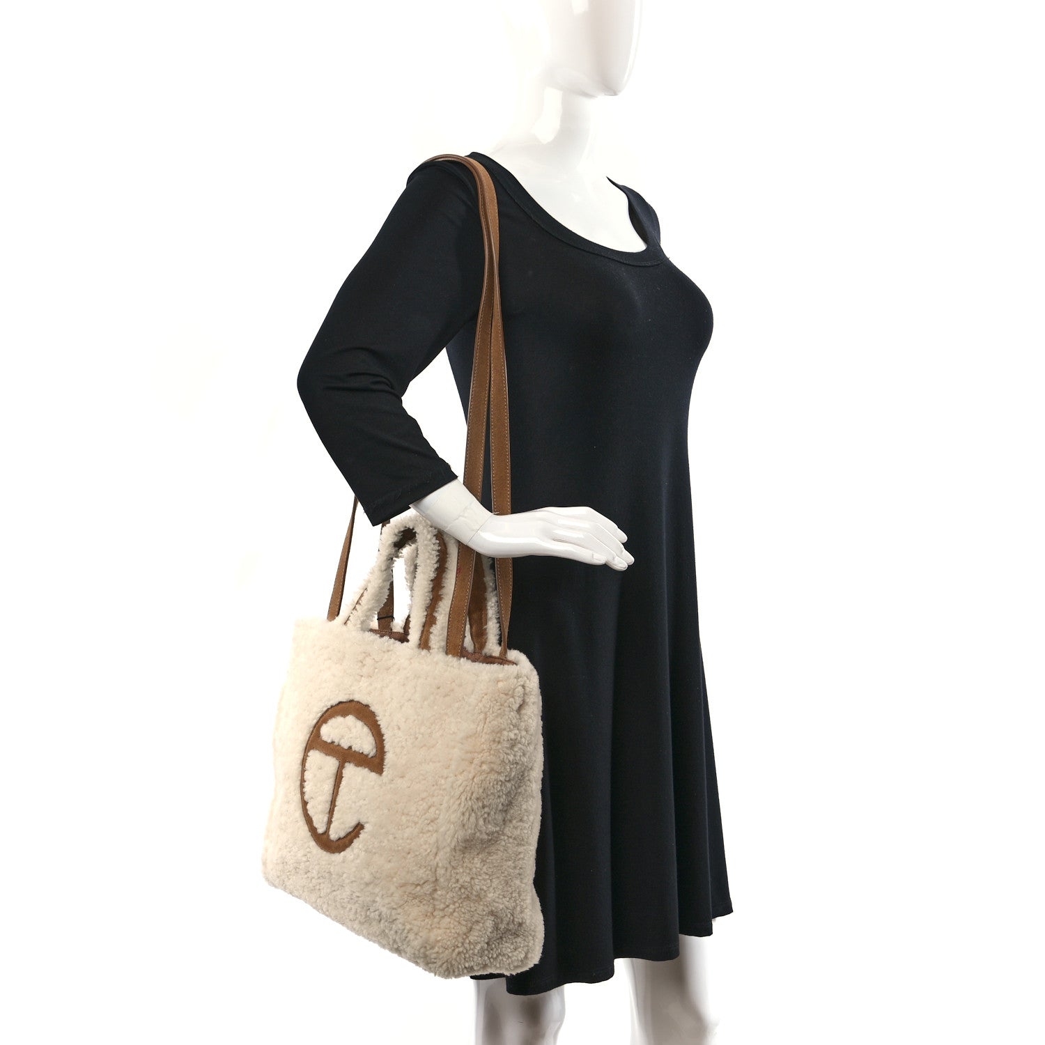 Telfar X UGG Suede Shearling Medium Shopping Bag Natural 2 of 11