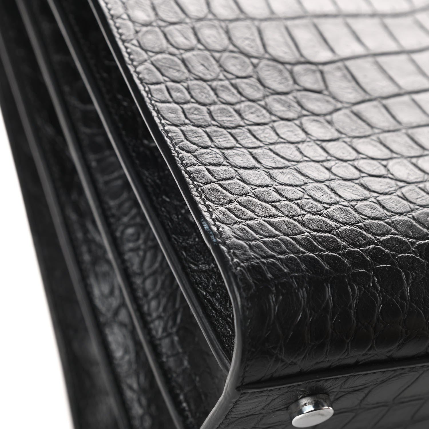 Saint Laurent Calfskin Crocodile Embossed Small Sac de Jour Black 12 of 12