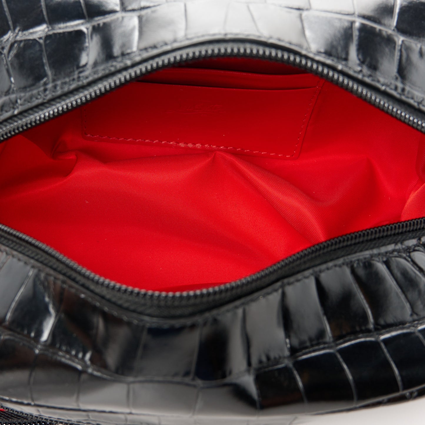 Calfskin Crocodile Embossed Blaster Pouch Black