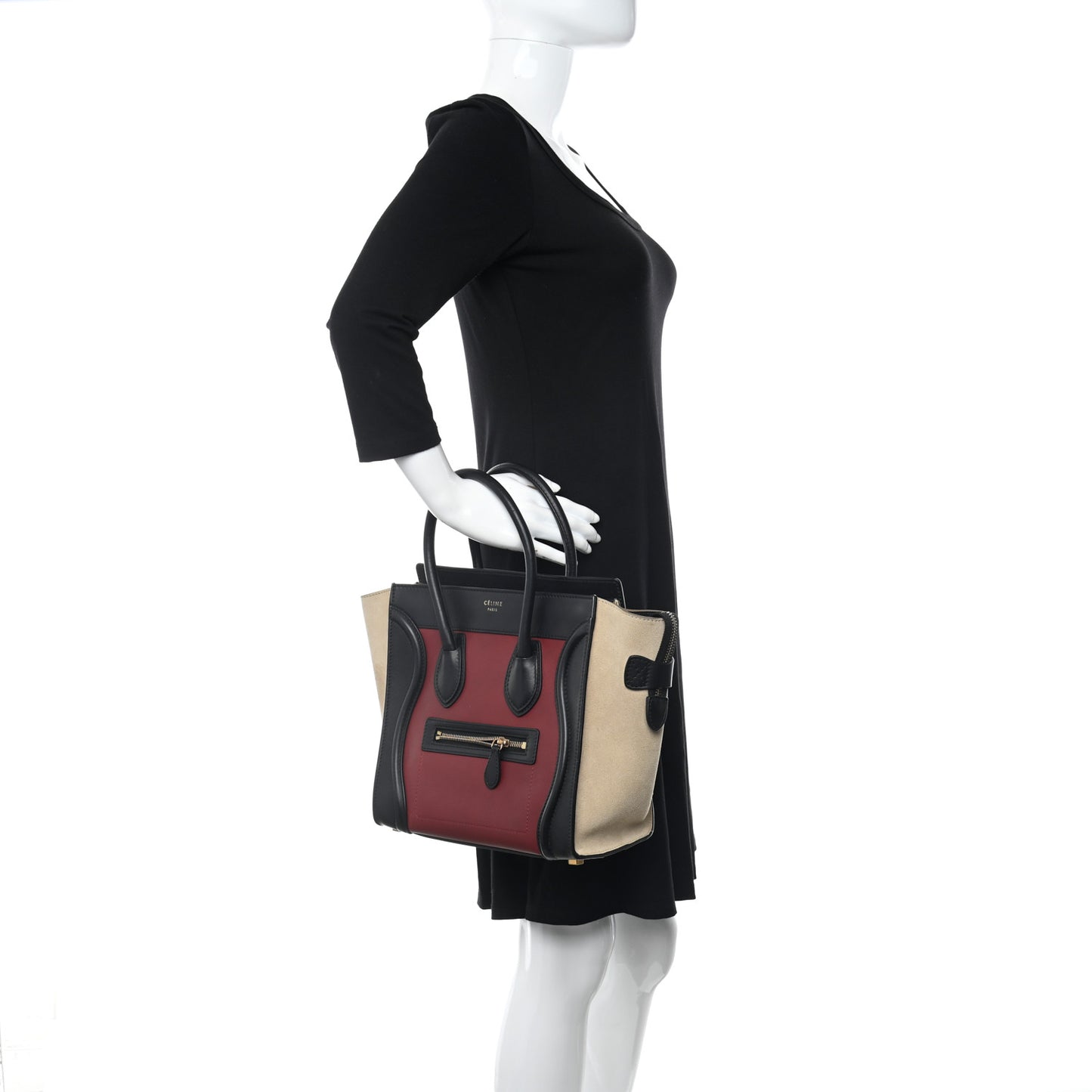 Drummed Calfskin Micro Tri-Color Luggage Rust