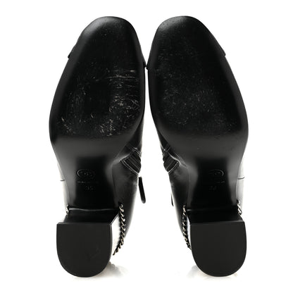 Chanel Crumpled Calfskin Cap Toe Chain Short Boots 35 Black 6 of 10